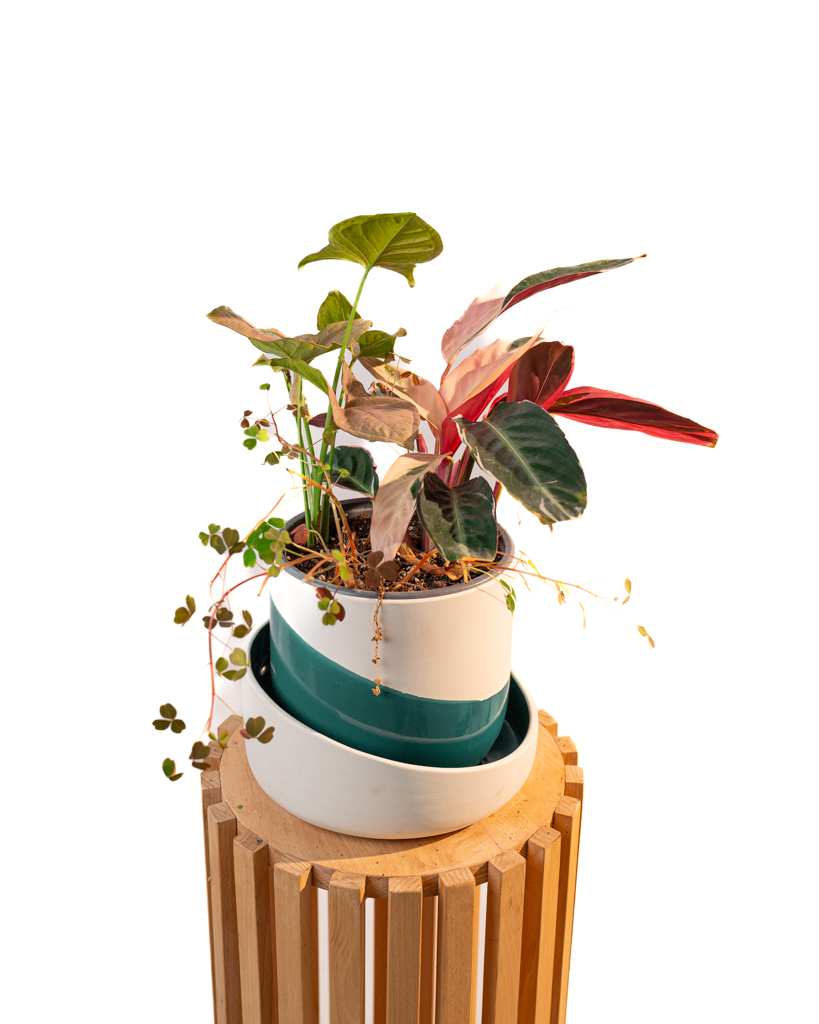 Cache pot artisanal, Bleu canard, 16cm
